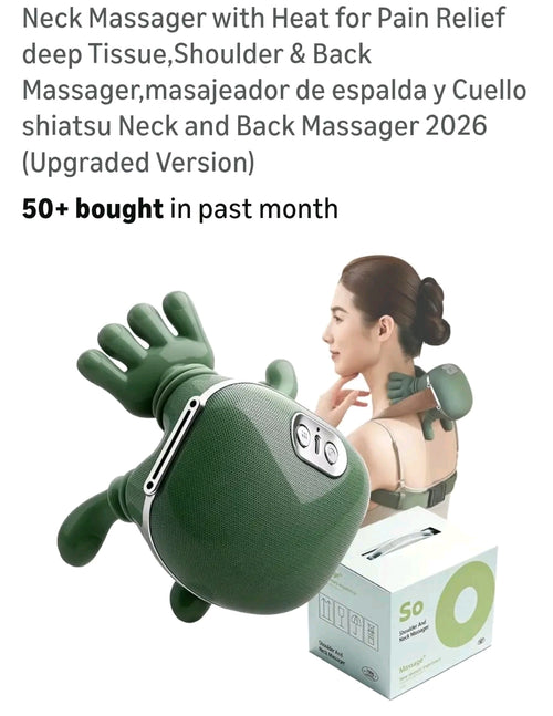Bionic Shiatsu Neck Massager Electric Muscle Massager Heating Cervical Pain Relief Rechargeable Neck Shoulder Massage Machine